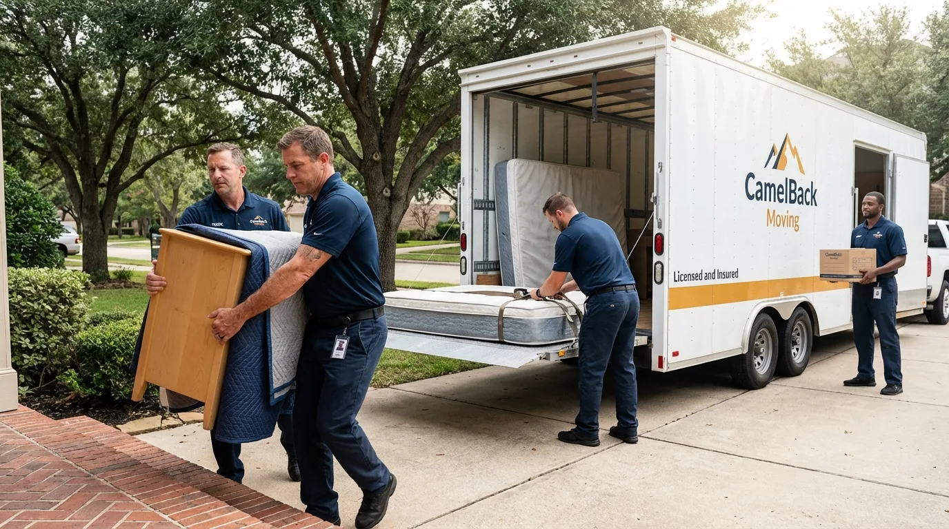 Crew loading residential truck for cross-state move from Spencerville, OH
