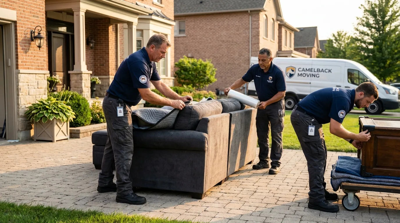 Large estate moving crew wrapping furniture in Spencerville, OH